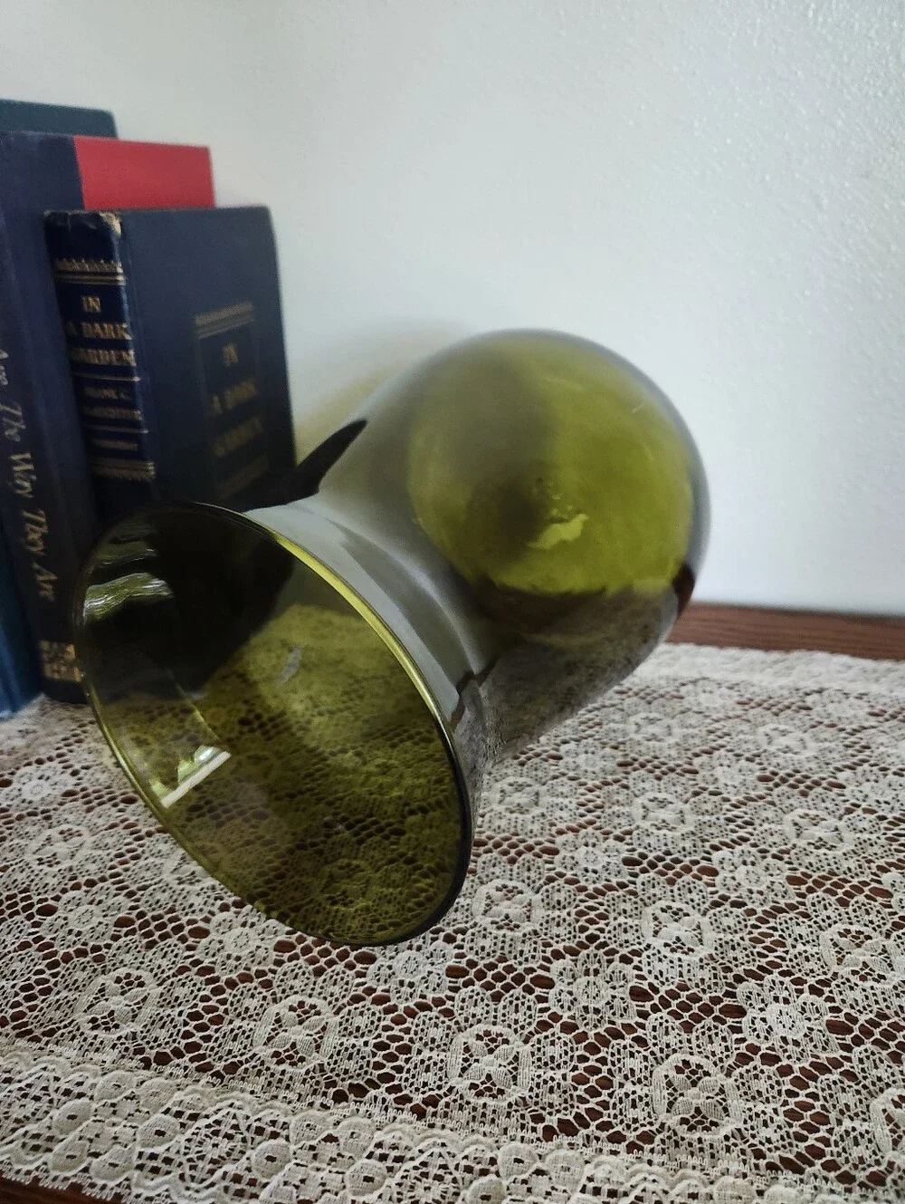 Avacado Green Vintage Glass Vase